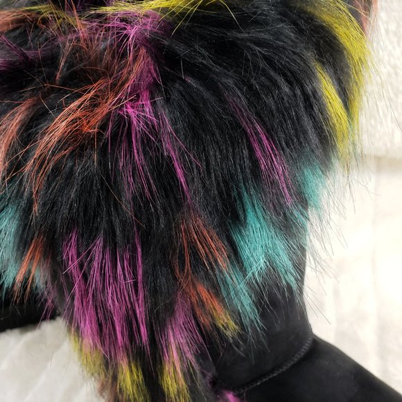 Chi Chi Black Multi Faux Fur Thick Lined Winter Boots - Picture 10 of 13
